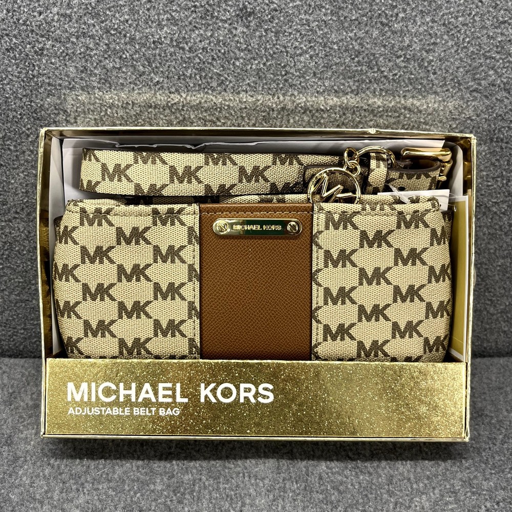 Michael Kors‎ Leather adjustable Belt Bag MK Logo Tan Brown Size L/XL